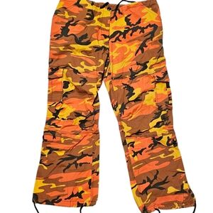 Rothco Cargo Pants Mens XL Orange Drawstring Woodland Camo Tactical Streetwear